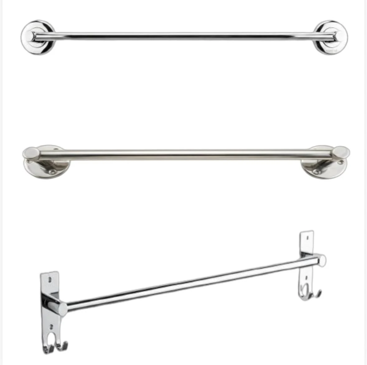 Selection of wall-mounted towel rods and fittings